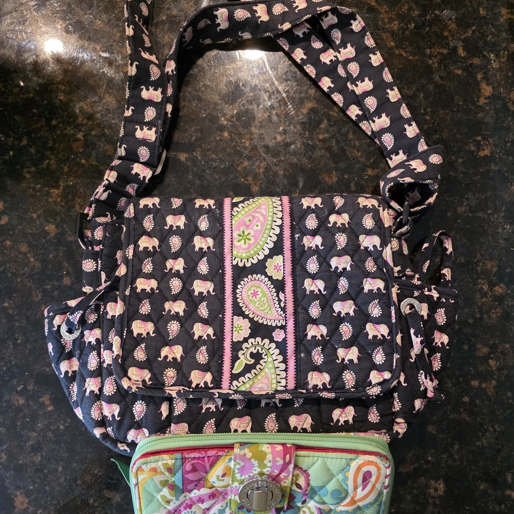 Stylish Black and Pink Vera Bradley Women's Bag and Vera Bradley Wallet